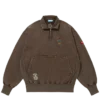 Emboridered logo damaged half zip sweatshirt