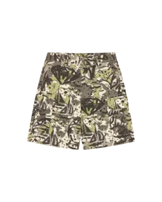 Overlay camo cotton cargo shorts