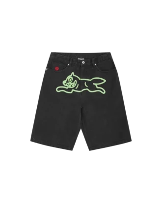 Running dog denim shorts
