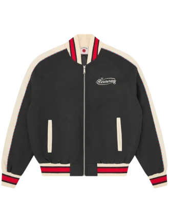 Running dog satin bomber jacket