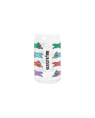 Running dog soda can glass