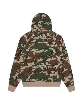 Running dog woodland camo zip through hood