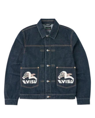 Seagull print & emb. denim jacket