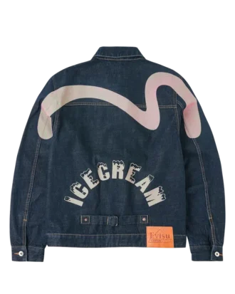 Seagull print & emb. denim jacket