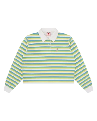 Womens popsicle striped cropped rugby shirt