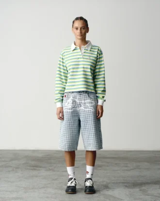 Womens popsicle striped cropped rugby shirt